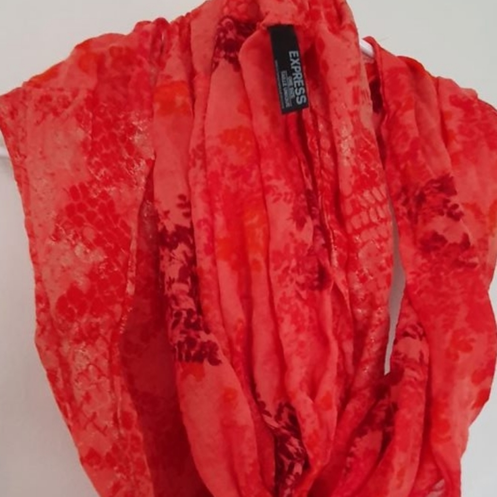 Express Orange Dual Pattern Infinity Scarf - Picture 4 of 5